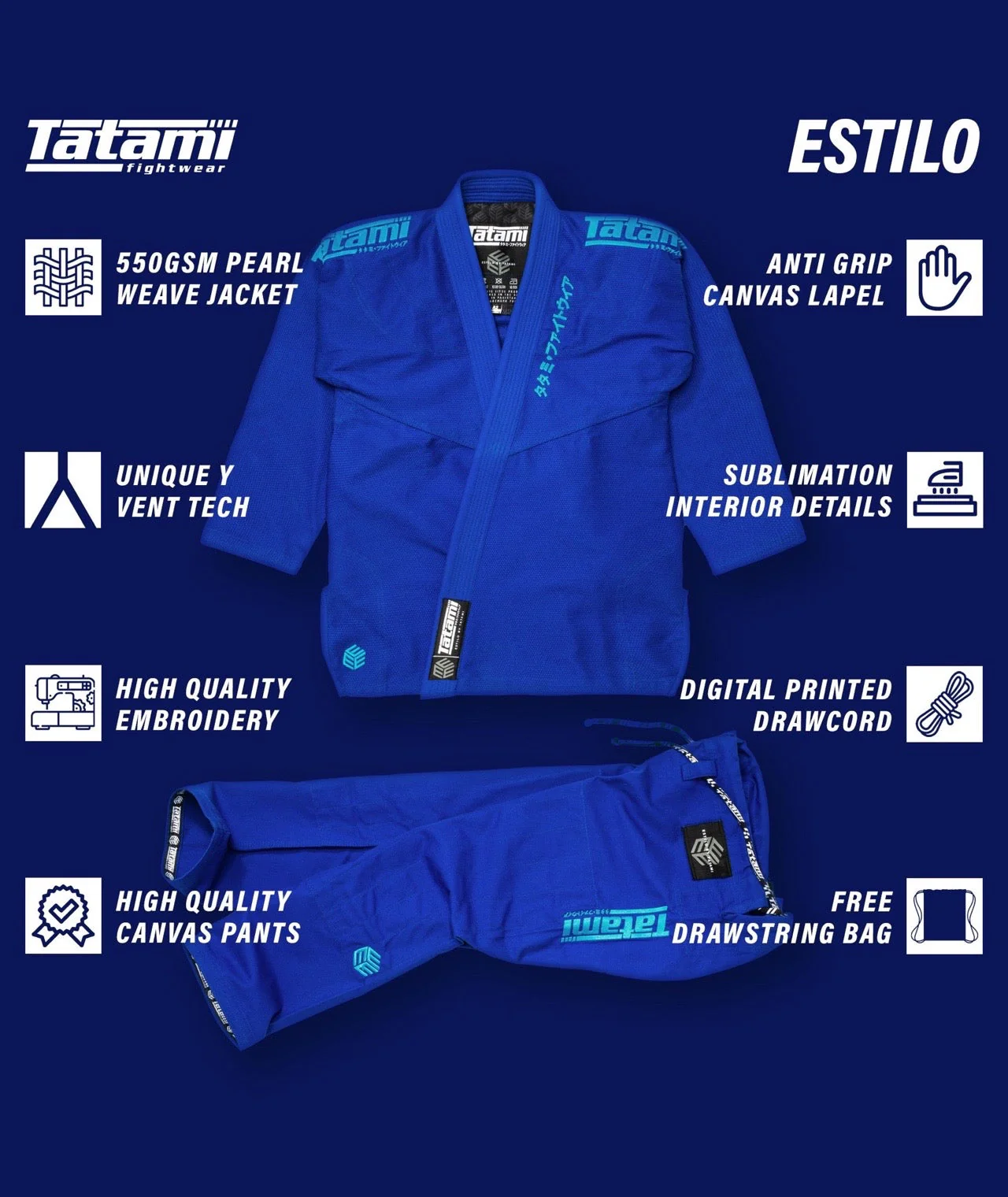 Estilo Black Label Gi - Blue on Blue - Image 10