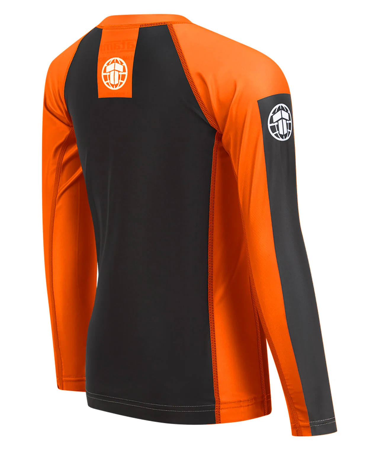 Kids IBJJF Ranked Long Sleeve Rash Guard - Orange - Image 4