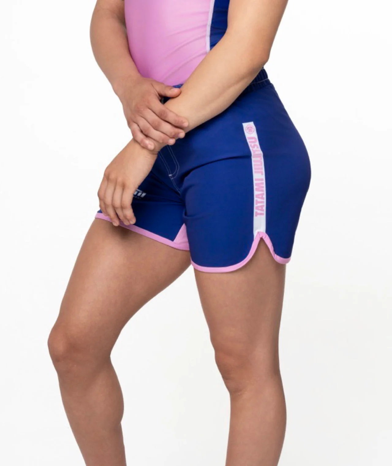Ladies Contrast High Cut Shorts - Navy & Pink - Image 6