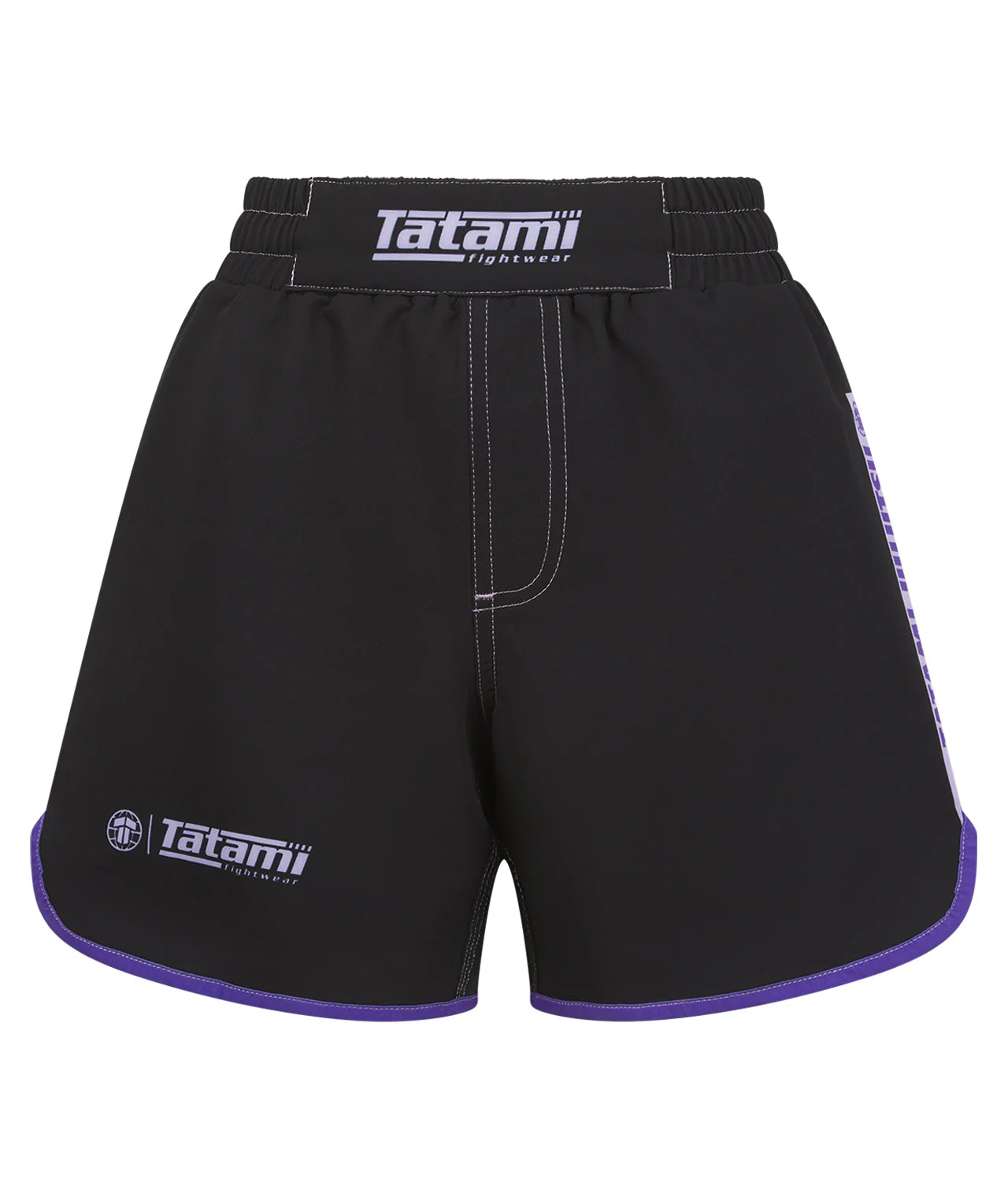 Ladies Contrast High Cut Shorts - Purple & Black