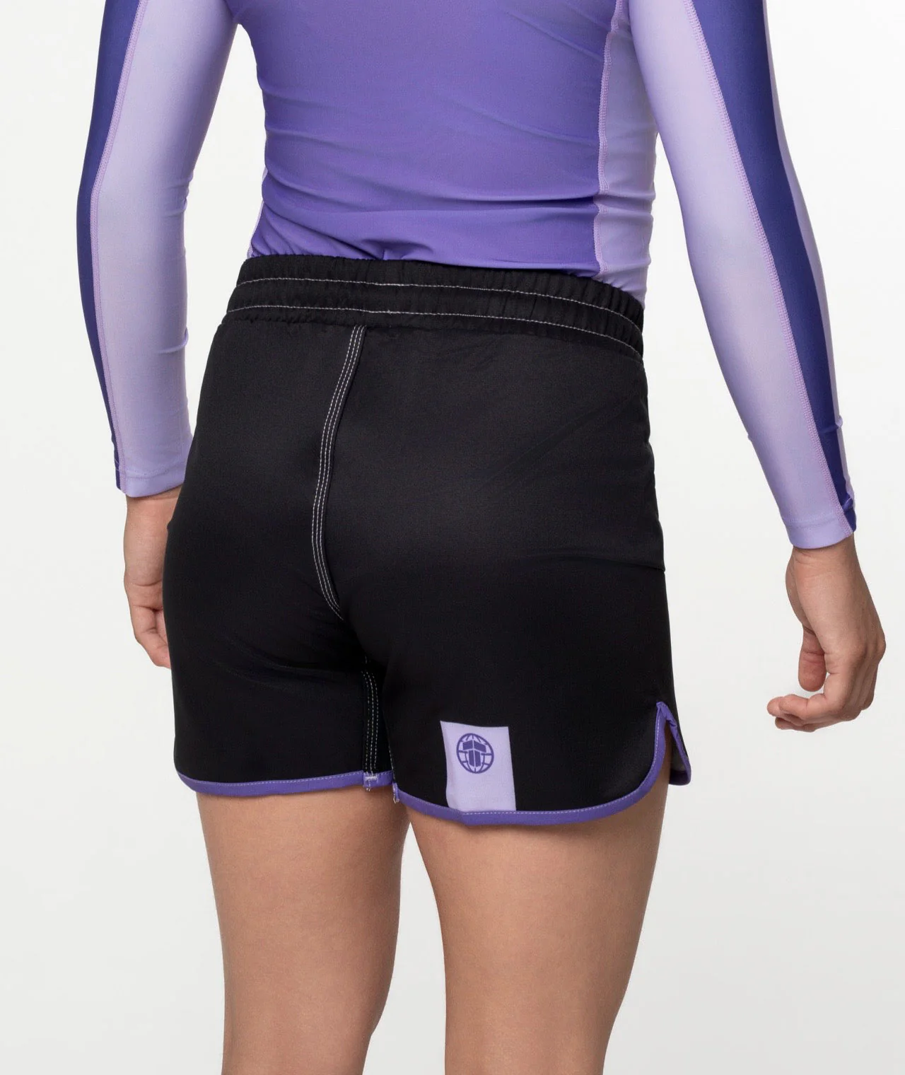 Ladies Contrast High Cut Shorts - Purple & Black - Image 7