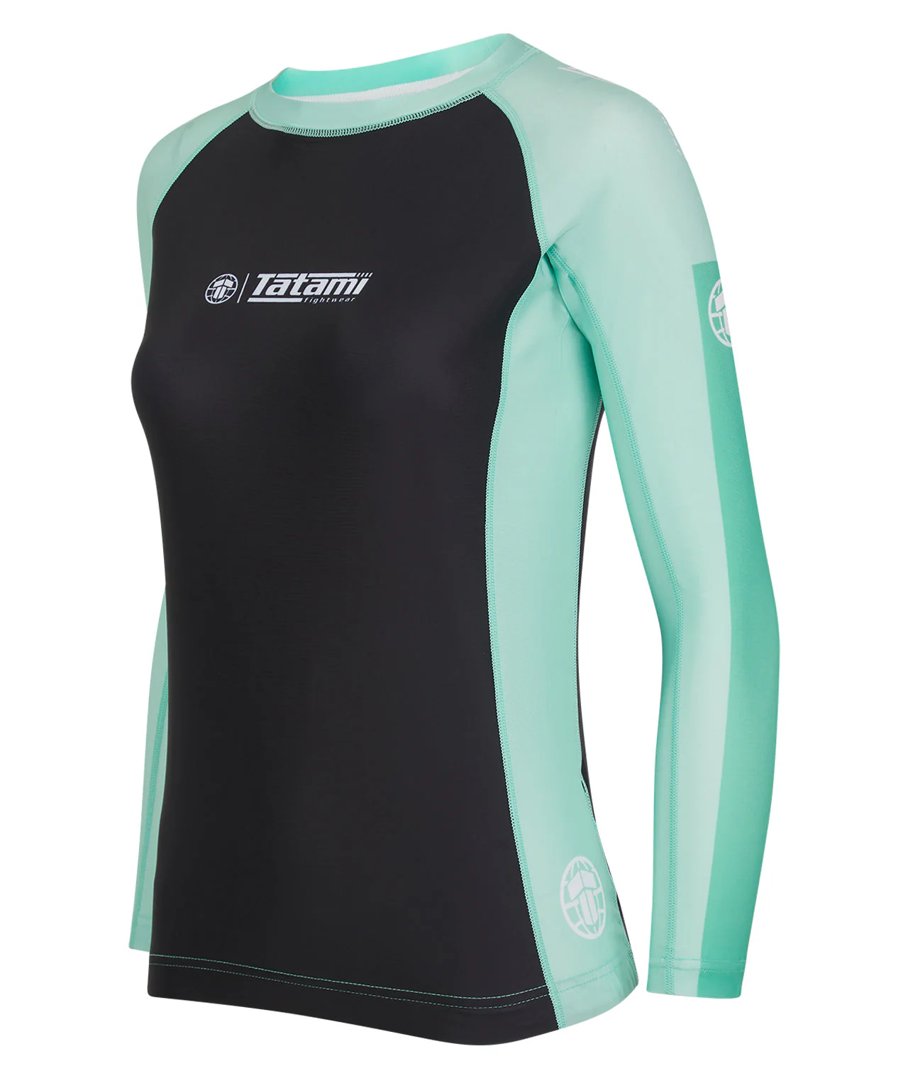 Ladies Contrast Long Sleeve Rash Guard - Mint & Black - Image 3