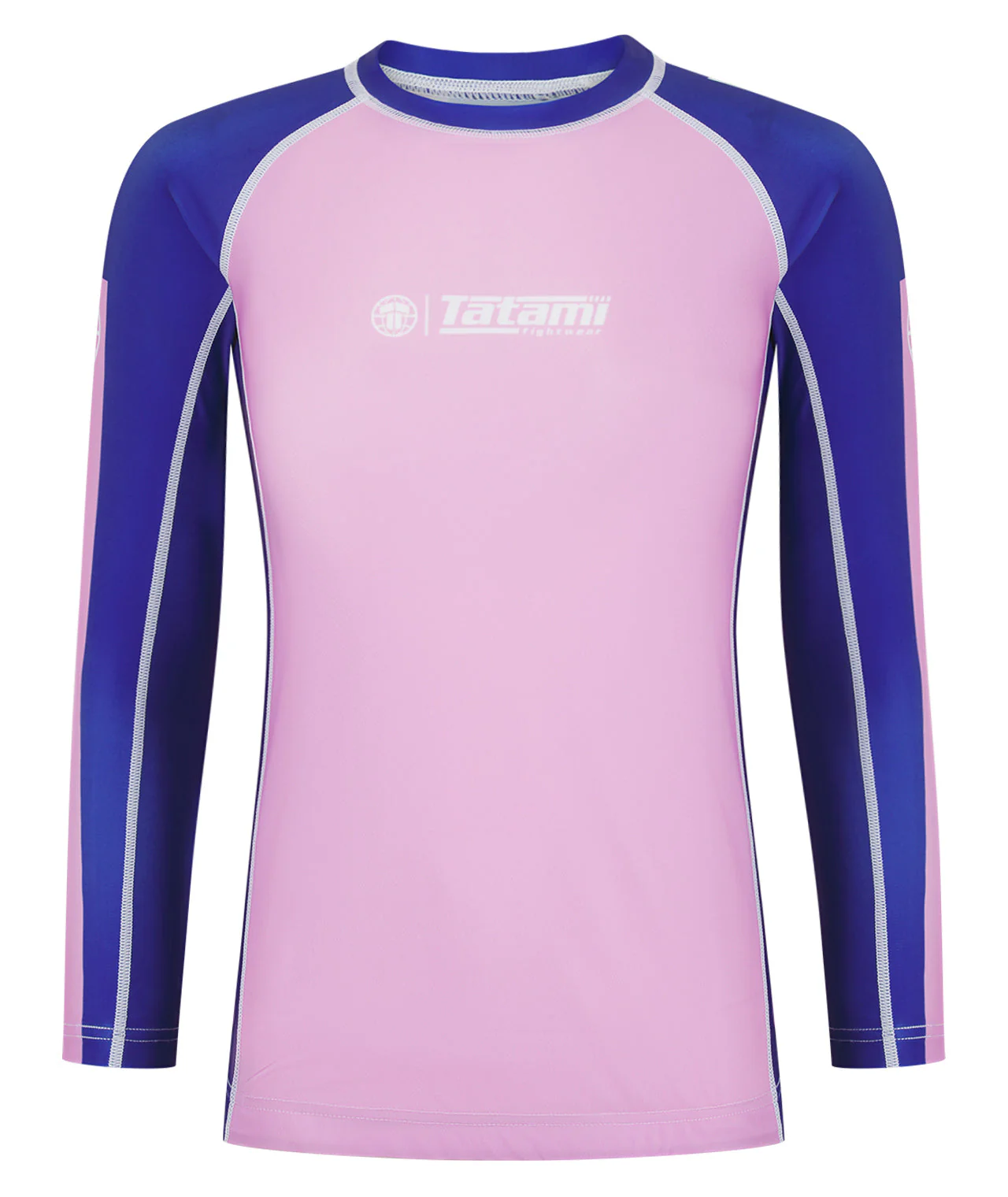 Ladies Contrast Long Sleeve Rash Guard - Pink & Navy