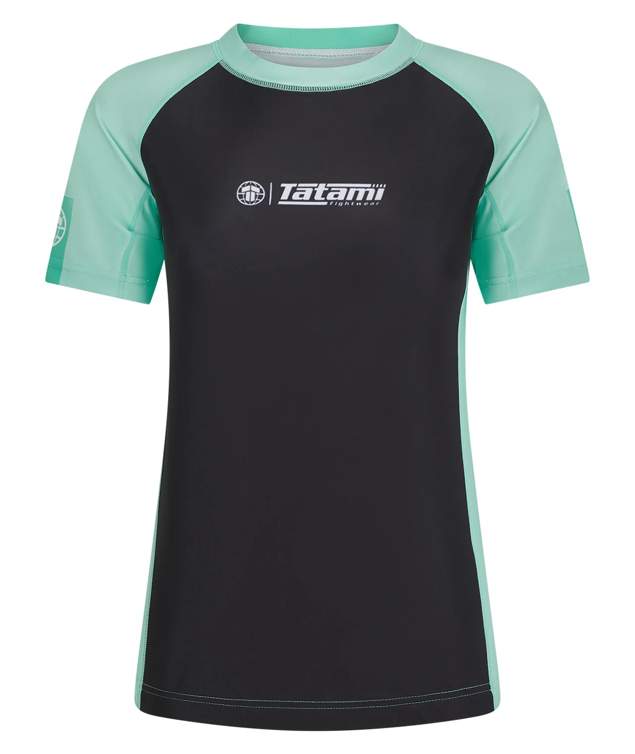 Ladies Contrast Short Sleeve Rash Guard - Mint & Black