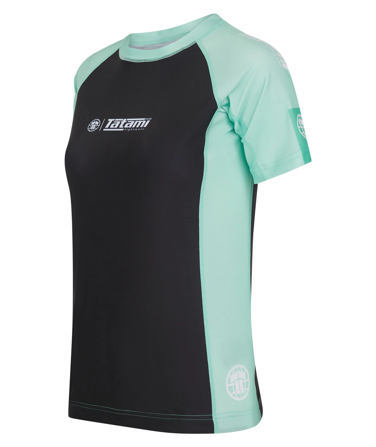 Ladies Contrast Short Sleeve Rash Guard - Mint & Black - Image 3