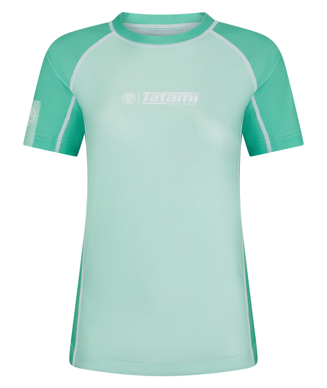 Ladies Contrast Short Sleeve Rash Guard - Mint & White