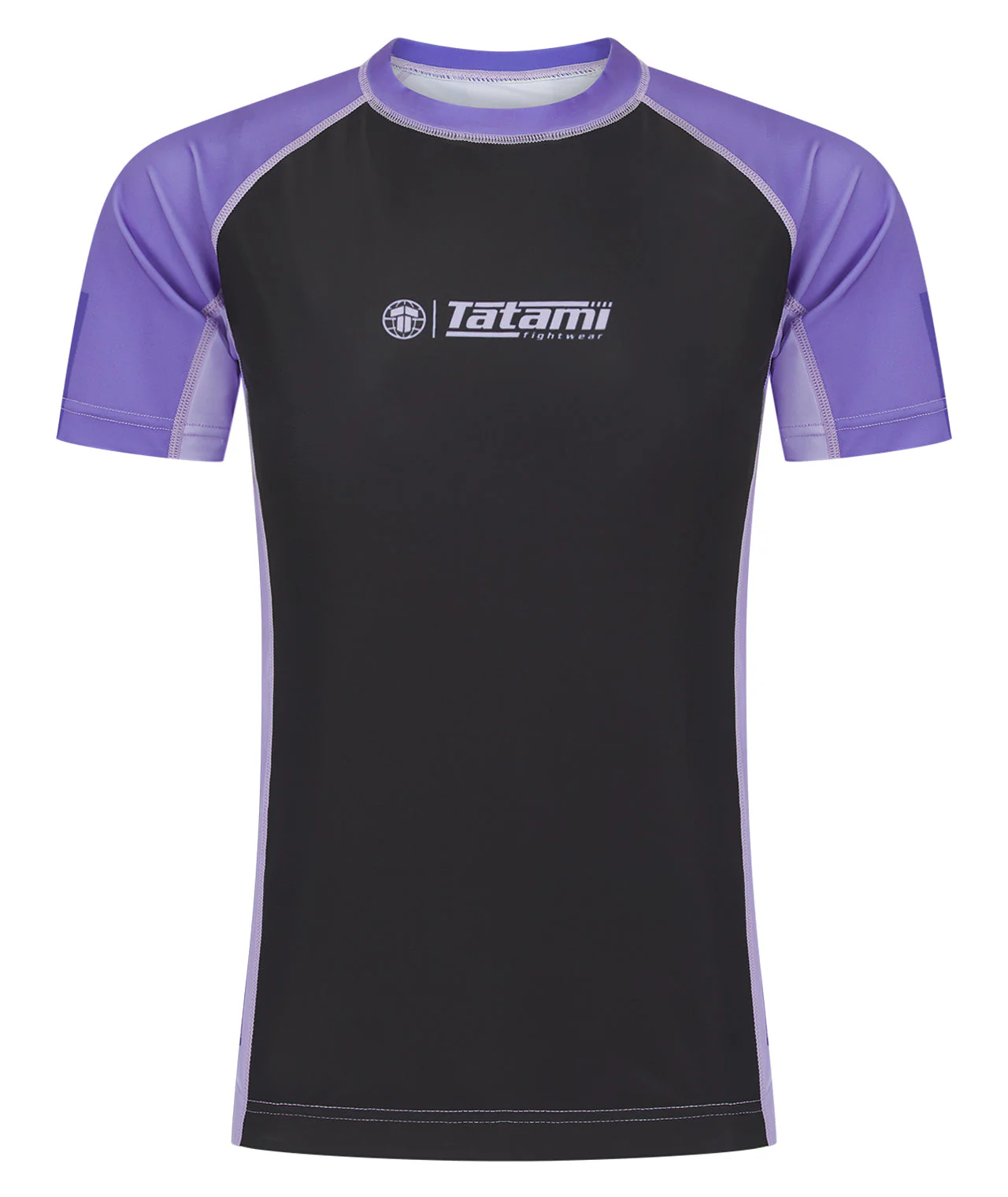 Ladies Contrast Short Sleeve Rash Guard - Purple & Black