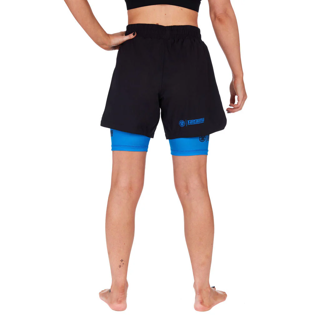 Ladies Dual Layer Grappling Shorts - Blue - Image 6
