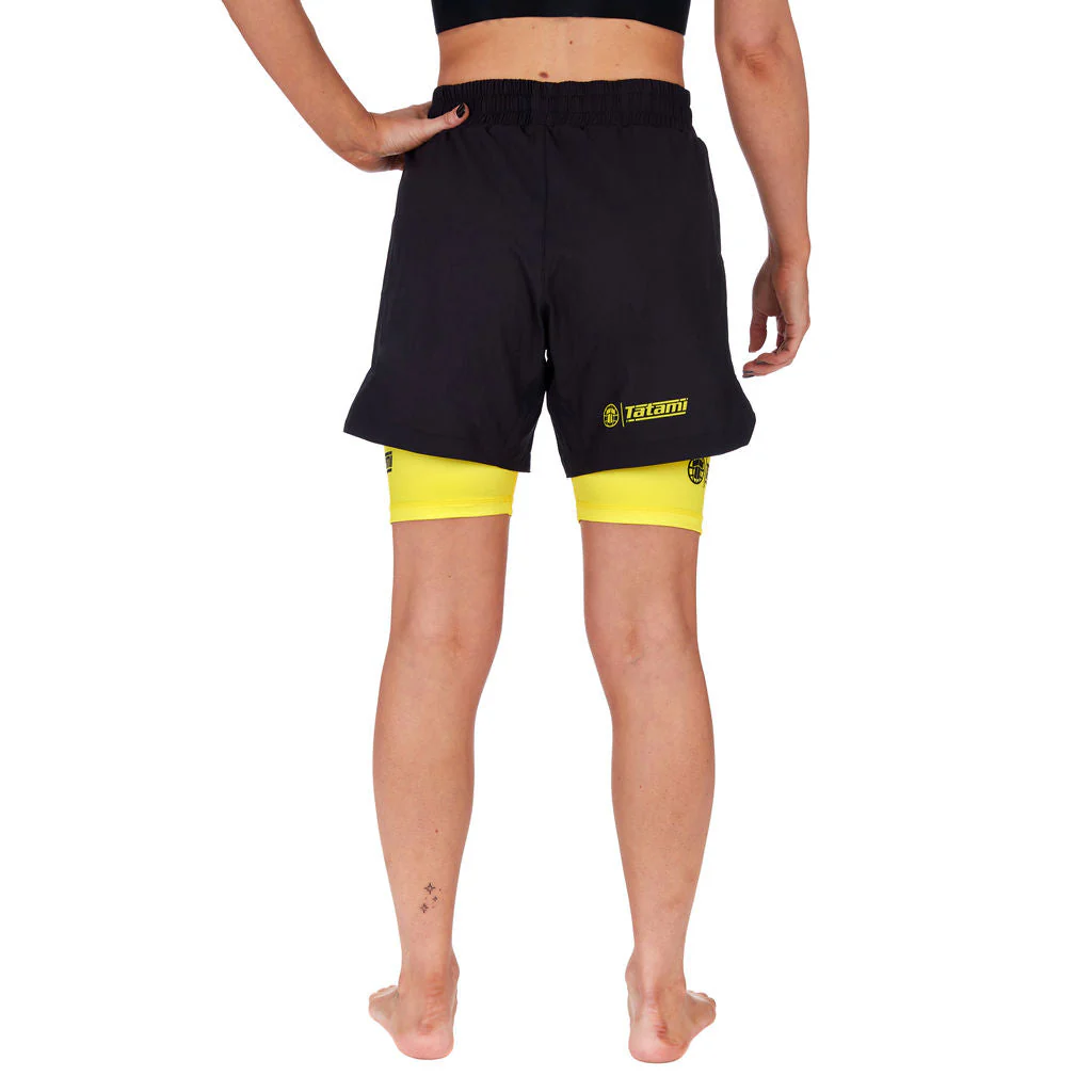 Ladies Dual Layer Grappling Shorts - Yellow - Image 6