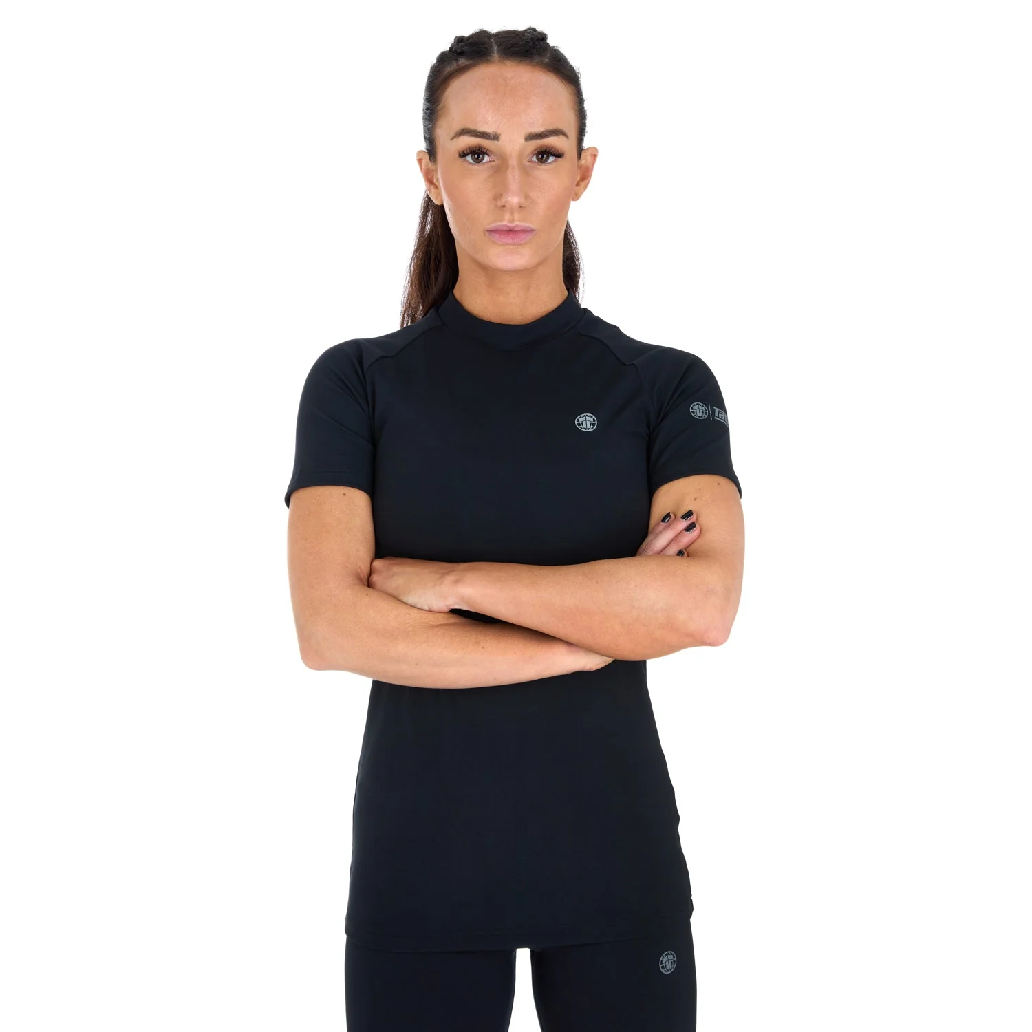 Ladies Fusion Short Sleeve Rash Guard - Black - Image 2