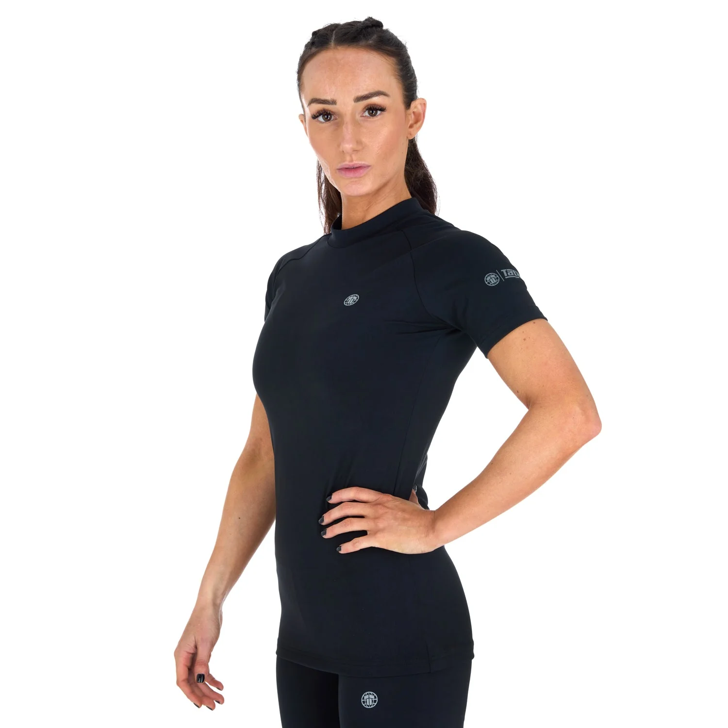Ladies Fusion Short Sleeve Rash Guard - Black - Image 6