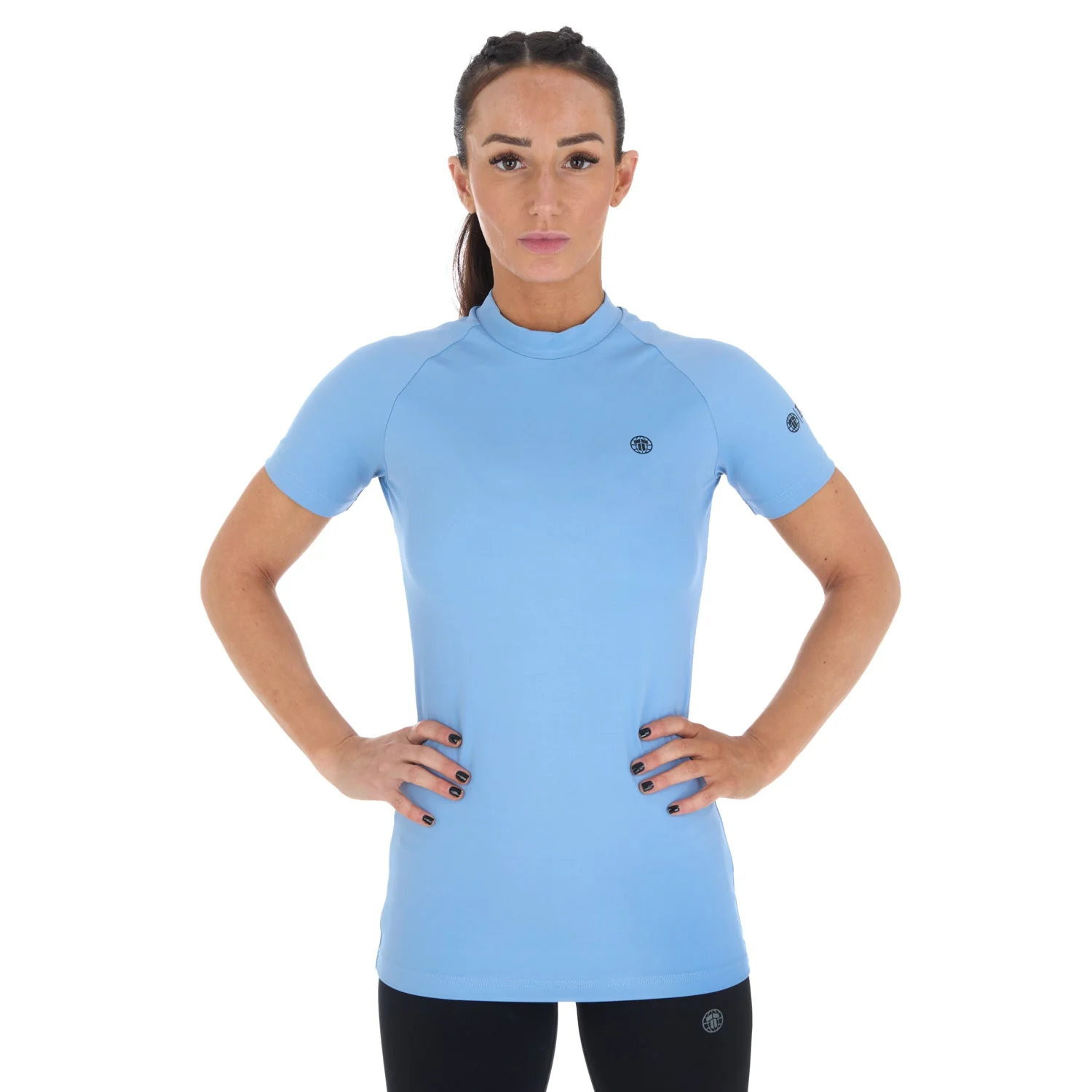 Ladies Fusion Short Sleeve Rash Guard - Blue - Image 2