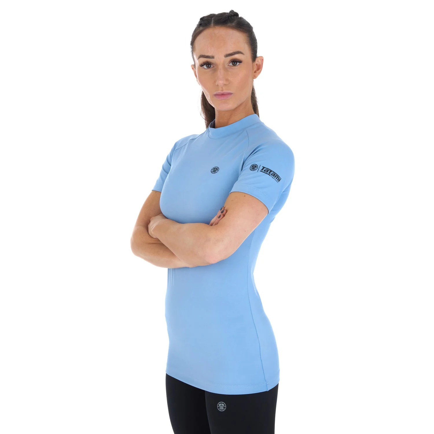 Ladies Fusion Short Sleeve Rash Guard - Blue - Image 6