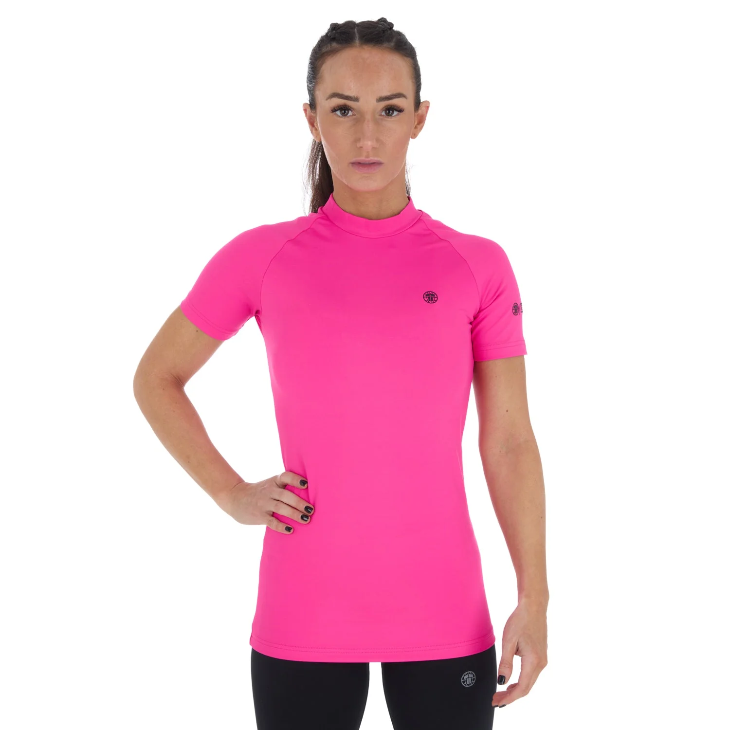 Ladies Fusion Short Sleeve Rash Guard - Pink - Image 2