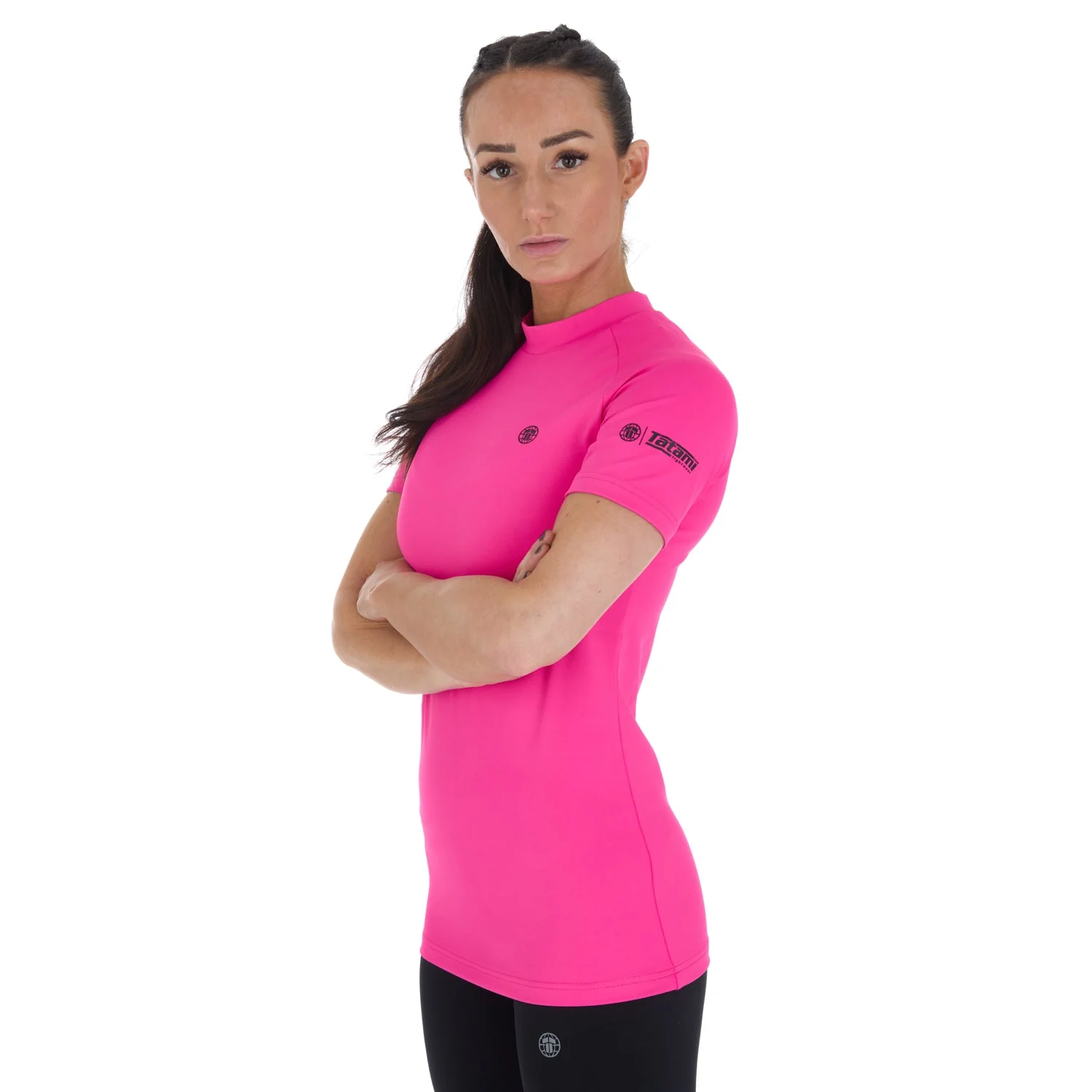 Ladies Fusion Short Sleeve Rash Guard - Pink - Image 6