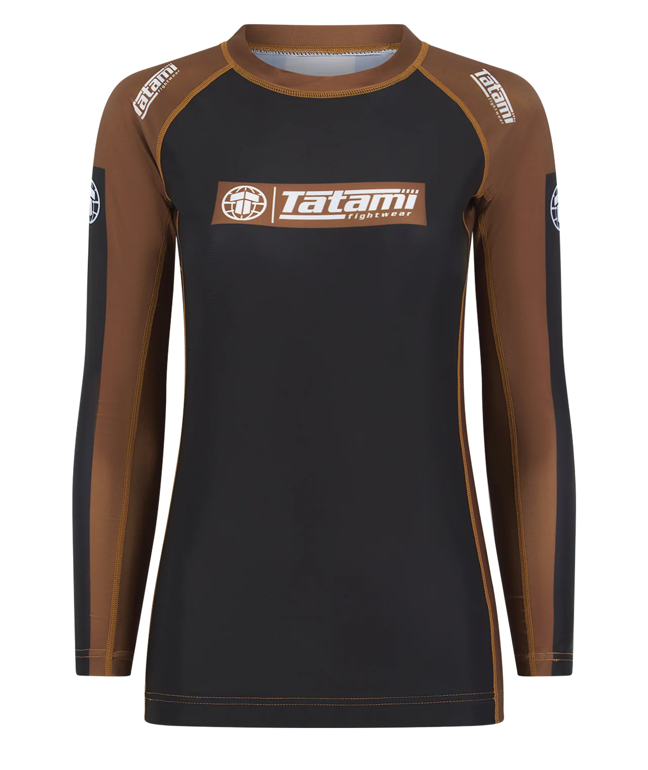 Ladies IBJJF Ranked Long Sleeve Rash Guard - Brown