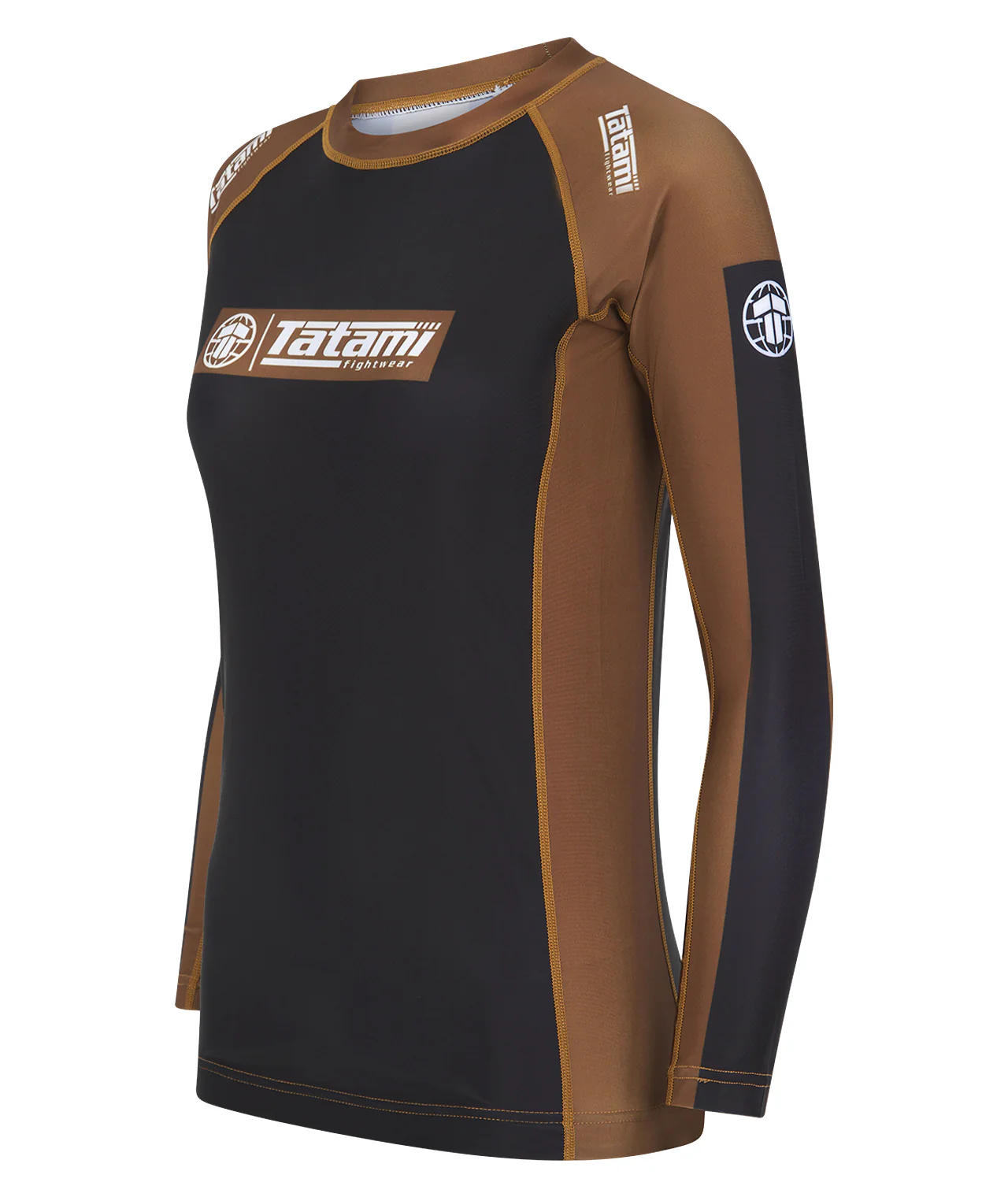 Ladies IBJJF Ranked Long Sleeve Rash Guard - Brown - Image 2
