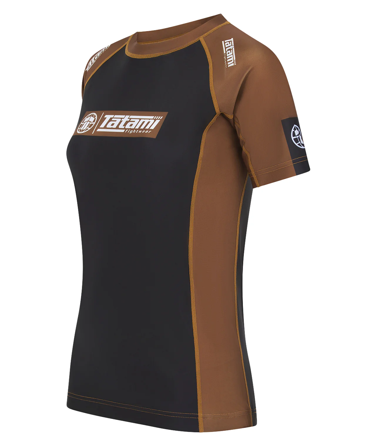 Ladies IBJJF Ranked Short Sleeve Rash Guard - Brown - Image 2