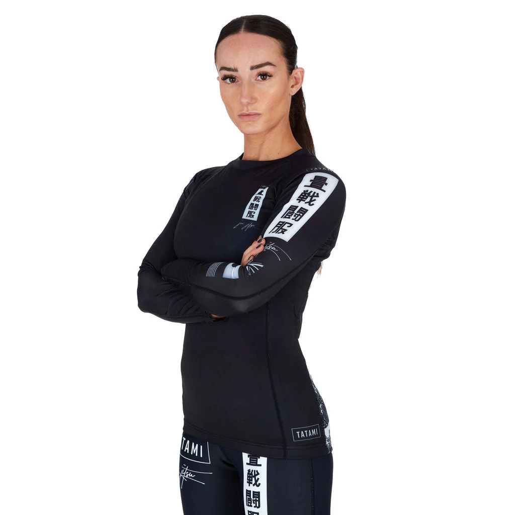 Ladies Kanagawa Long Sleeve Rash Guard - Black - Image 6